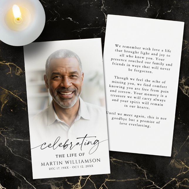 Modern Photo Memorial Sympathy Funeral Prayer Card (Créateur téléchargé)