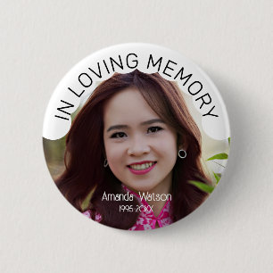 Modern Photo Memorial Tribute Funeral 2 Inch Round Button