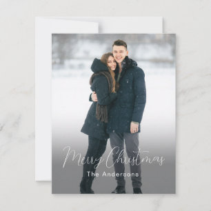 Modern Photo Merry Christmas Family Name Holiday Card