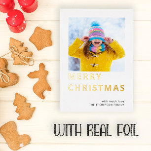 Modern Photo Merry Christmas Foil Holiday Card