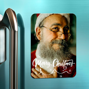Modern Photo Merry Christmas Holiday Magnet