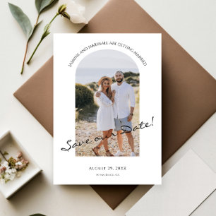 modern photo minimal save the date  announcement