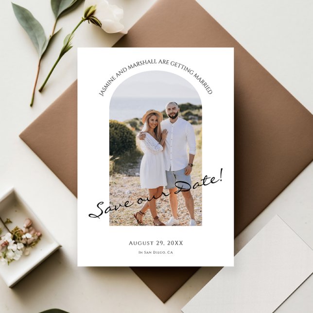 modern photo minimal save the date  announcement (save the date simple simplistic , modern wedding photo save the date invite , tie the knot )