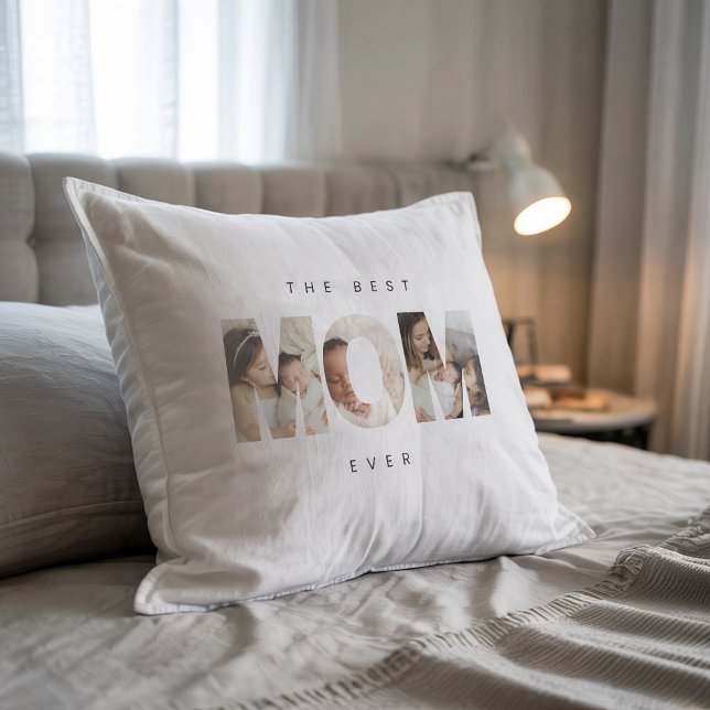 Modern Photo Minimalist Best Mom Throw Pillow (Creator Uploaded)