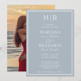 Modern Photo Minimalist Light Grey Wedding Invitation