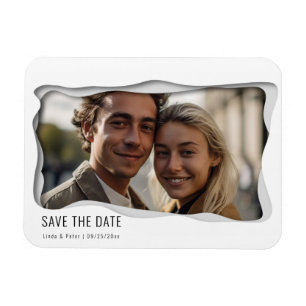 Modern Photo Minimalist Wedding Save the Date Magnet