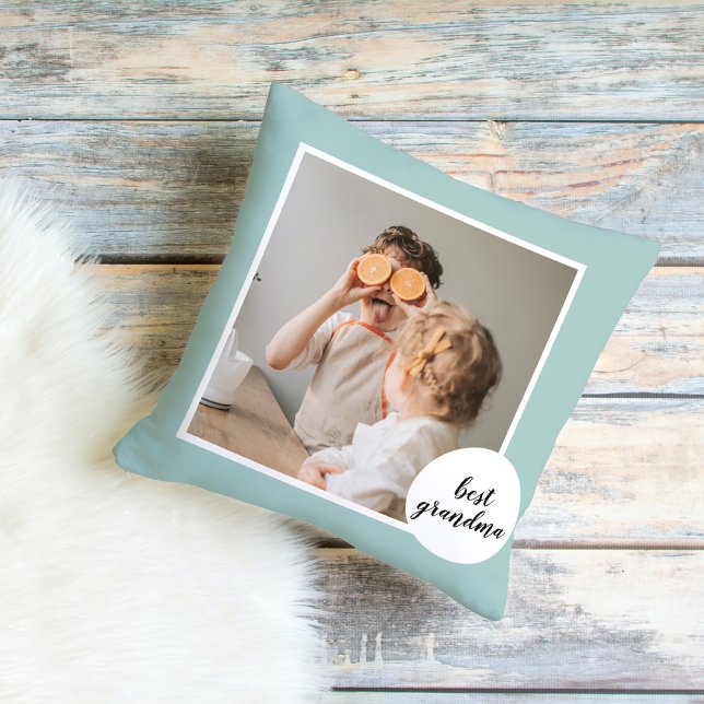 Modern Photo Mint Lovely Grandma Gift  Outdoor Pillow (Creator Uploaded)