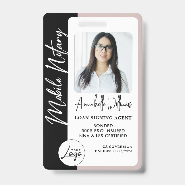 Modern Photo Mobile Notary  Badge (Front)
