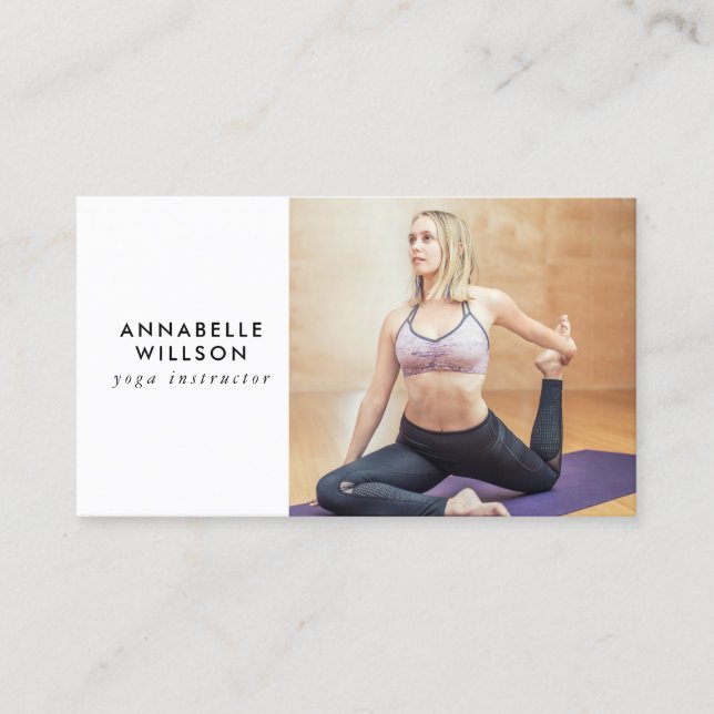 Modern Photo Monogram Yoga Instructor Business Card (Front)