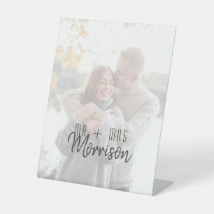 Modern Photo Mr and Mrs Wedding Sign