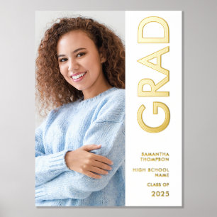 Modern Photo Name Class of 2024 Graduation Real Foil Prints