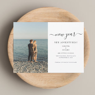 Modern Photo New Year Adventures Engagement Save The Date