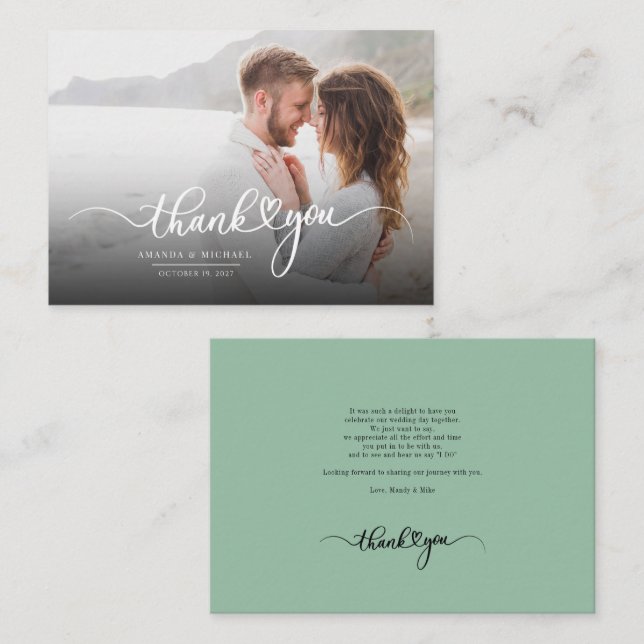 Modern Photo Newlyweds Thank You Card (Front/Back)