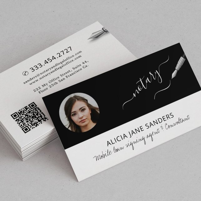 Modern photo notary mobile signing agent  business card (Creator Uploaded)