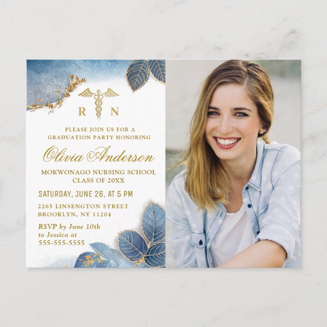 Modern PHOTO Nursing School Graduation Invitation Postcard (Front)