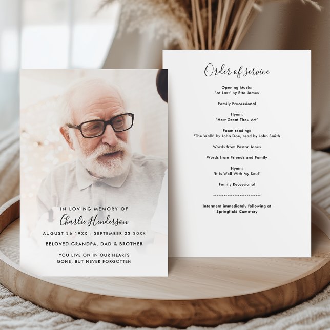 Modern Photo Order of Service Funeral Program (Creator Uploaded)