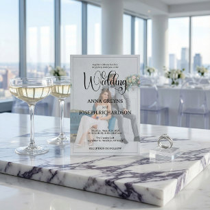 Modern Photo Overlay Black Calligraphy Wedding Invitation