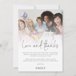 Modern Photo Overlay Bridal Shower Love Thanks Card