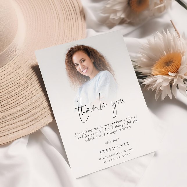 Modern Photo Overlay Graduate Thank You Card (Creator Uploaded)