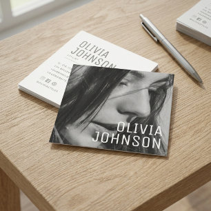 Modern Photo Overlay Grey Minimalist Business Card