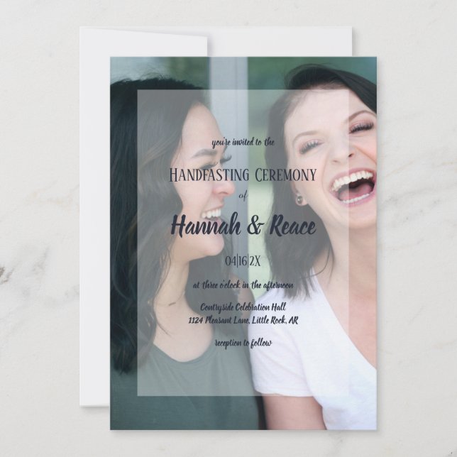 Modern Photo Overlay Handfasting Invitation (Front)