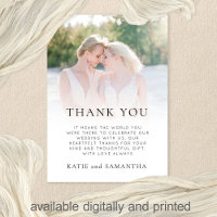Modern Photo Overlay Lesbian Wedding Thank You