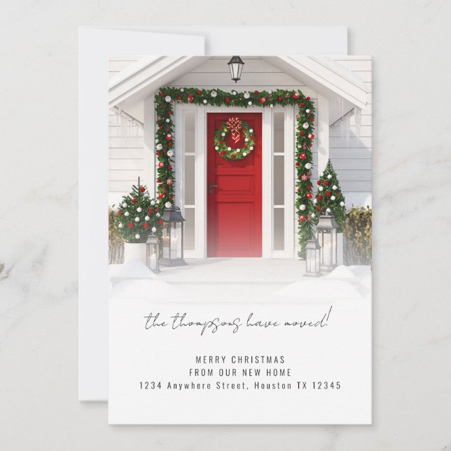 Modern Photo Overlay Merry Christmas New Home Holiday Card (Front)
