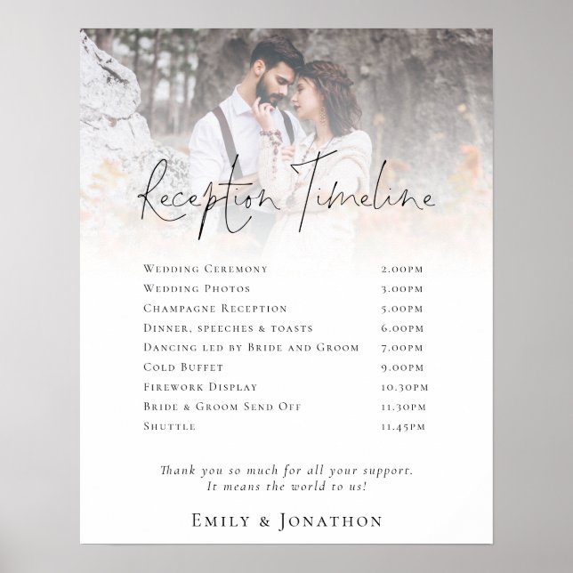 Modern Photo Overlay Reception Timeline Poster (Front)