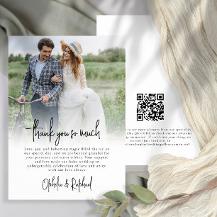 Modern Photo Overlay Script Boho Wedding Thank You Card