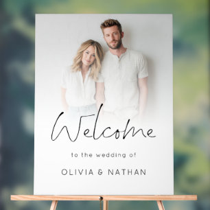Modern Photo Overlay Script Welcome to Wedding Acrylic Sign