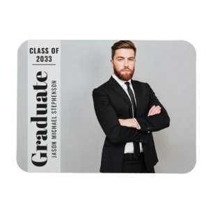  Modern photo overlay simple grad announcement Magnet