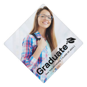 Modern photo overlay simple graduation cap topper
