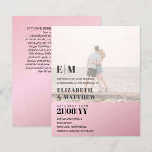 Modern Photo Overlay Text BUDGET Wedding Invite