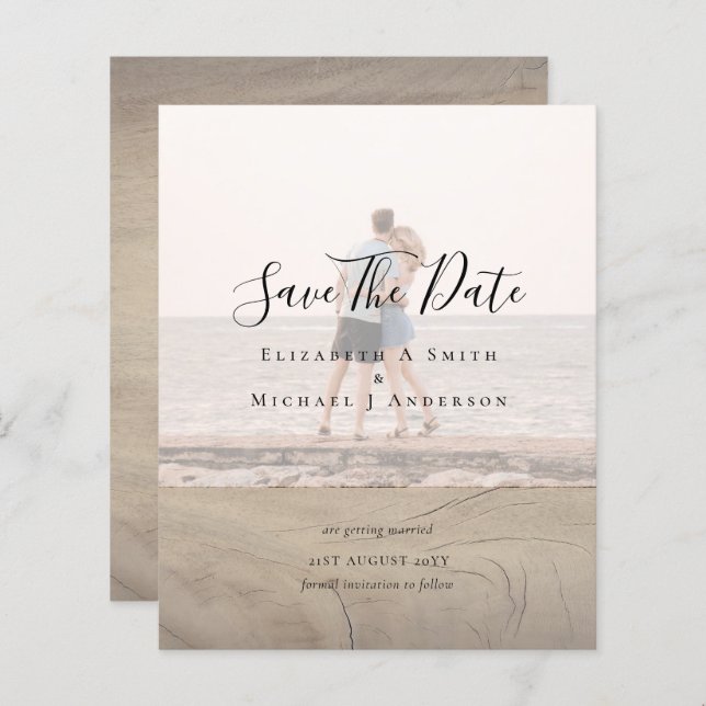 Modern PHOTO OVERLAY TEXT SAVE DATES Budget (Front/Back)