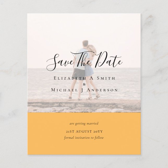 Modern PHOTO OVERLAY TEXT SAVE DATES Budget Flyer (Front)