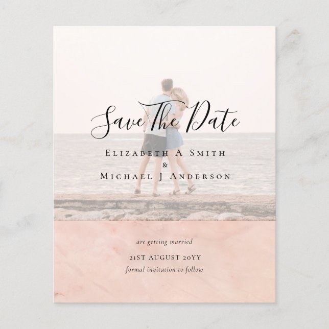 Modern PHOTO OVERLAY TEXT SAVE DATES Budget Flyer (Front)
