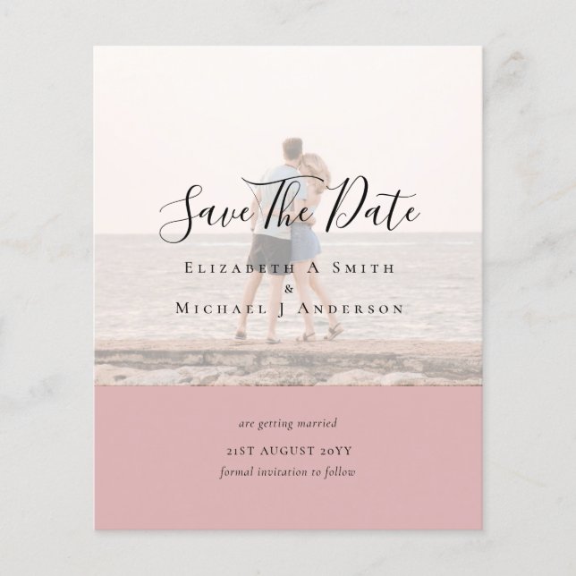 Modern PHOTO OVERLAY TEXT SAVE DATES Budget Flyer (Front)