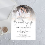 Modern Photo Overlay Wedding Acrylic Invitations<br><div class="desc">Modern Photo Overlay Wedding. A minimalist design with a white photo overlay,  to blend in with the white background. The wedding of is in a stylish set script,  easily personalise the rest of the words as required and replace the sample photo with your own.</div>