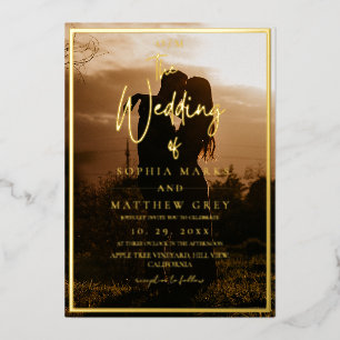 Modern Photo Overlay Wedding Foil Invitation