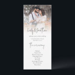Modern Photo Overlay Wedding Program<br><div class="desc">Printable digital download or printed Elegant Photo Overlay Script Wedding Program. Contemporary elegance with your photo to the top edge behind a graduated tint layer with the text partially overlaid on top. Simply replace the sample image with your own and easily personalise the words to your own details.</div>