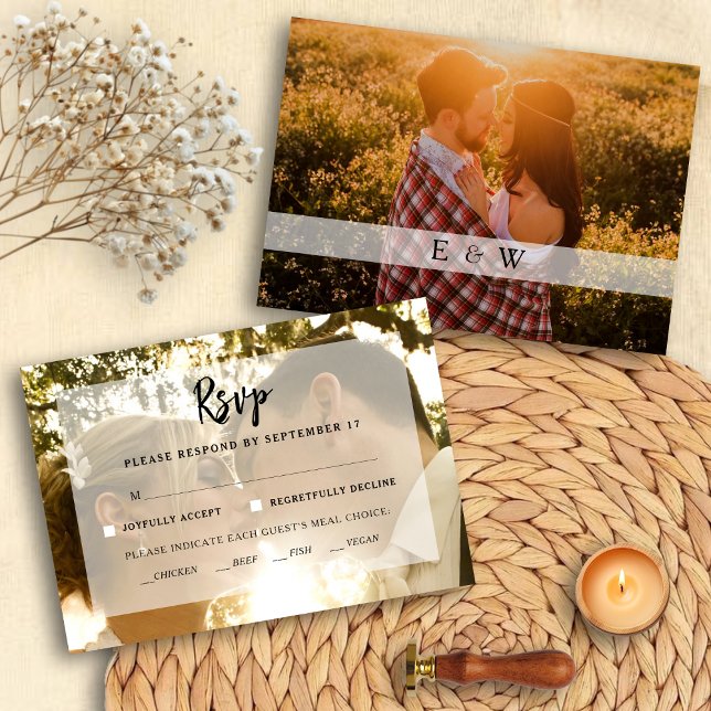 Modern Photo Overlay Wedding RSVP card (Modern Photo Overlay Wedding RSVP card)
