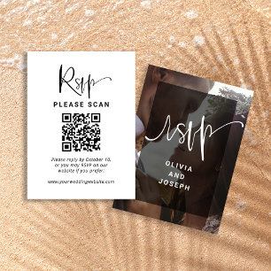 Modern Photo Overlay   Wedding RSVP with QR Code Enclosure Card