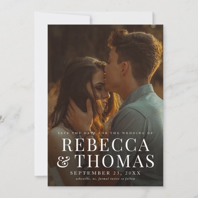 Modern photo overlay wedding Save the Date Invitation (Front)