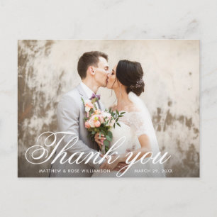 Modern photo overlay wedding thank you card