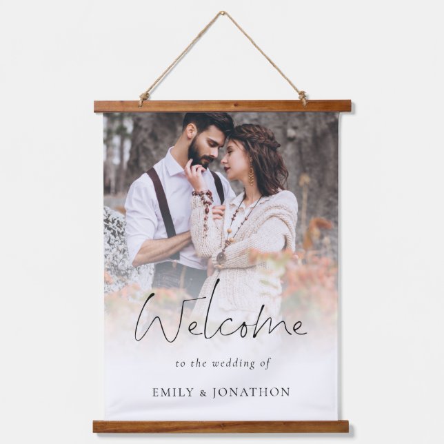Modern Photo Overlay Welcome to Wedding Hanging Tapestry (Front)
