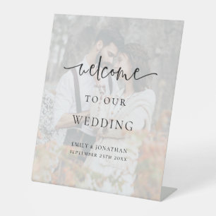 Modern Photo Overlay Welcome To Wedding  Pedestal Sign