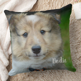 Modern Photo Personalized Pets Family Dog Lover  Throw Pillow