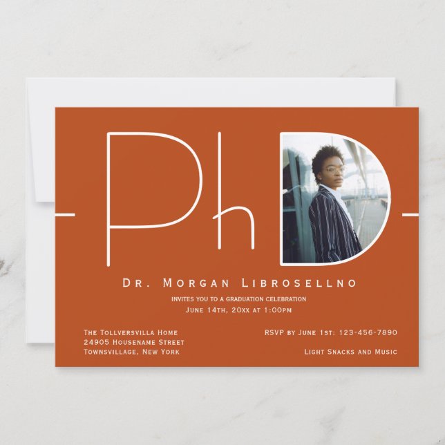 Modern Photo PhD Graduation Invitation (Front)
