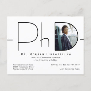 Modern Photo PhD Graduation Invitation Postcard