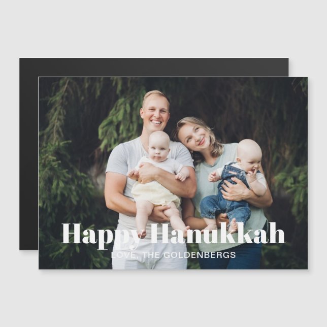 Modern photo picture custom text Hanukkah card (Front/Back)
